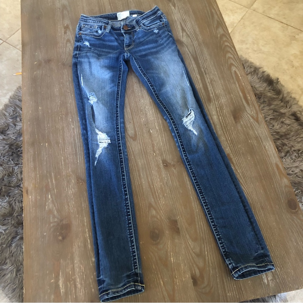 $128 BKE Stella Skinny Distressed Destroyed Jeans Sz 25 Regular